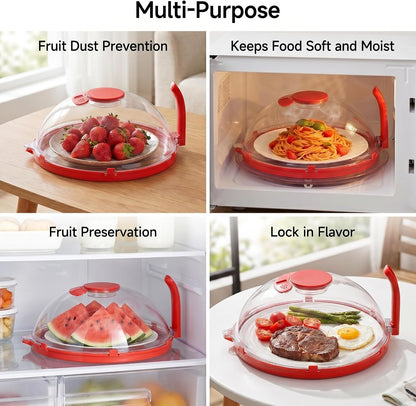 Microwave Splatter Cover with Water Steamer and Vent Hole, BPA-Free, 11.22" | Microwave Cover for Food, Plastic Splatter Guard for Microwave to Keeps Food Soft and Moist and Microwave Clean and Tidy
