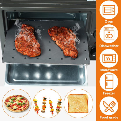 6 Pack Reusable Liners for Toaster Oven Non Stick Fryer Mat and Air Fryer Oven Liners Easy to Clean Toaster Mat Compatible with Cuisinart, Ninja Microwave(9 x 11 Inch)