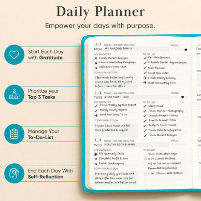 2026 Planner, Daily Journal & Gratitude Journal All-In-One with To Do List, Self Care Prompts & Habit Tracker - 7 x 10 - Pink