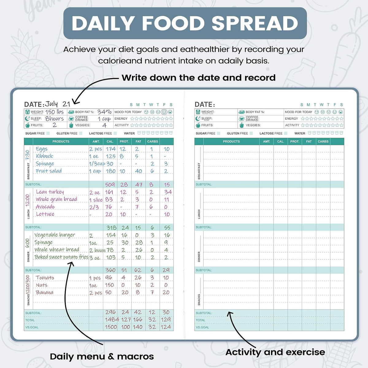 Food Journal - Journal for Women Weight Loss, 5.8" x 8.3