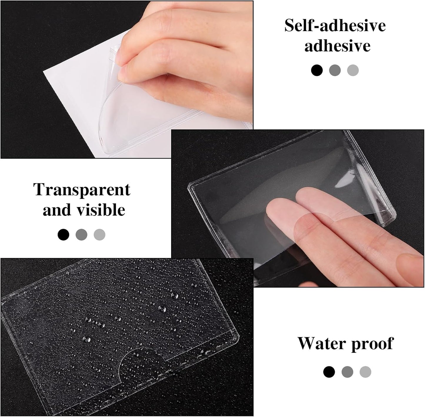 36 Pack 3" x 5" Adhesive Index Card Holders Clear PVC Label Holders | Top-loading label pockets, removable adhesive, clear PVC, for bins, shelves, totes, library and office use