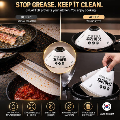 20-Pack Pulp Splatter Guards, 8-12 Inch, Disposable, Made in Korea
