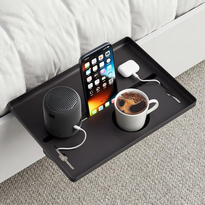 JOYMOOP Clip-On Bedside Shelf for Bunk Beds, Dorm Room Essentials, Bedside Caddy, No-Tool Install Bed Side Table Storage for Loft, Platform Beds, Nightstand Caddy for Phone, Glasses, Book, Black