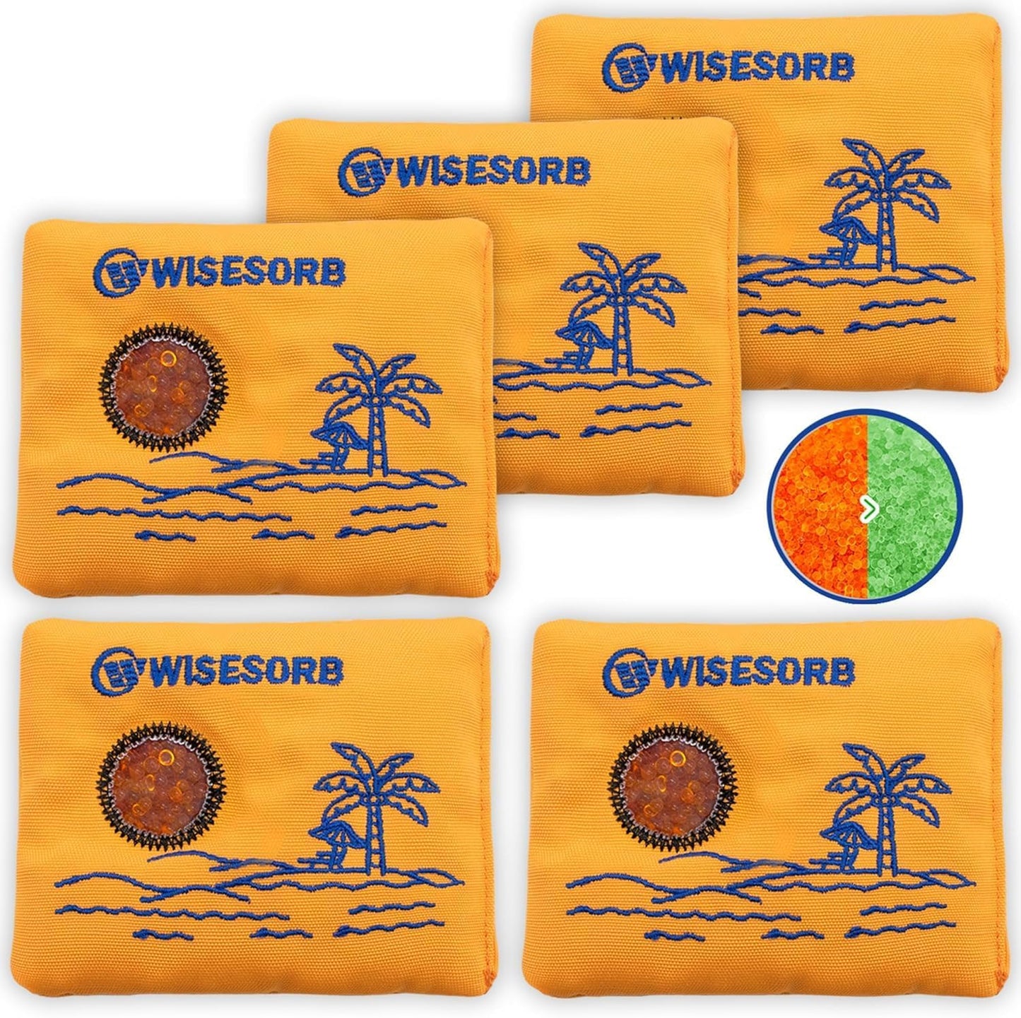 Wisesorb 500g 2pcs Rechargeable Car Dehumidifier Moisture Absorbers Bags, Reusable Desiccant Color Indicating Silica Gel Packets, Microwave Reactivated Visible Desiccant Packs for Car Closet Basement