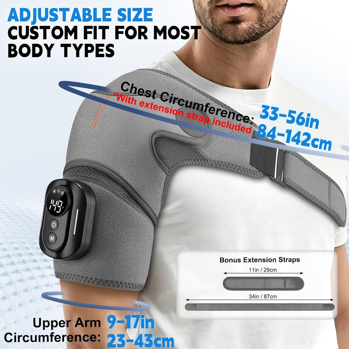 Cordless Shoulder Massager with Heat and Vibration, 3 Heat & 3 Vibration