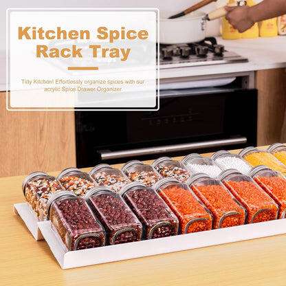 8-Pack Spice Drawer Organizer, Expandable Acrylic Seasoning Rack (13" to 26") with Anti-Slip Mat, Kitchen Spice Rack Holds up to 56 Jars (Jars Not Included)