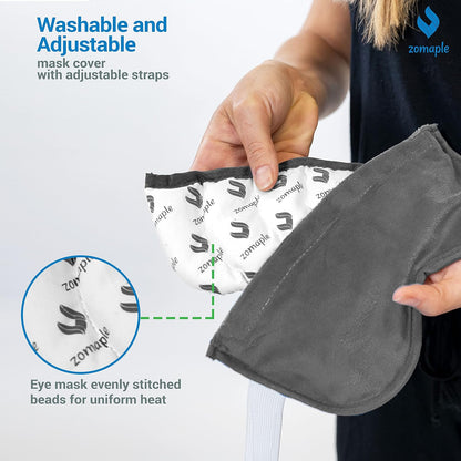 ZOMPALE Heated Eye Mask for Dry Eyes – Microwavable Moist Heat Eye Compress – Warm Compress for Eyes, Eye Strain & Stye Relief – Adjustable Strap, Washable Plush Cover, Reusable Eye Mask for Sleep