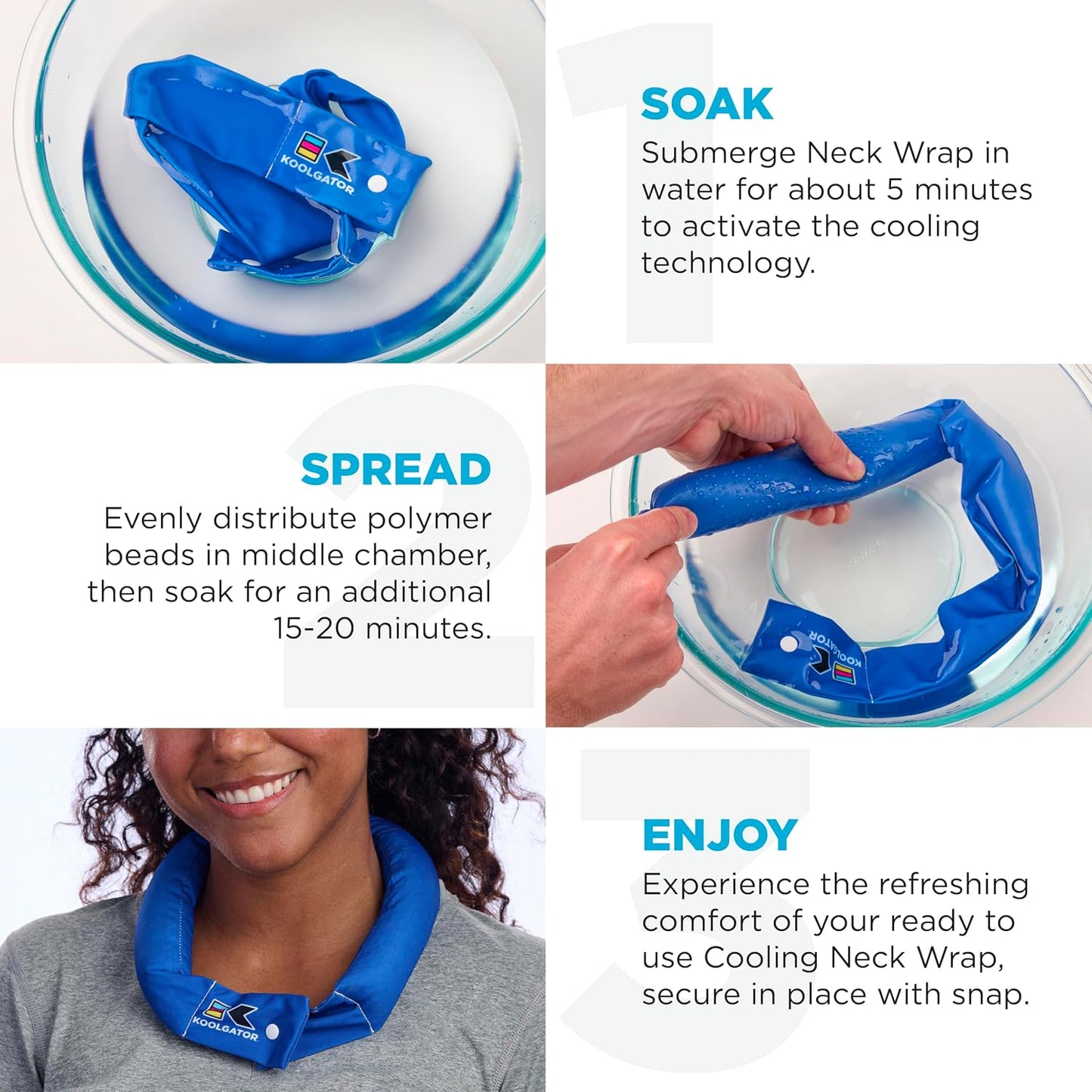 KOOLGATOR Evaporative Cooling Neck Wrap, Blue Paisley, 1 Pack | Reusable Neck Cooler with Long Lasting Relief During Hot Weather Activities, Sports, & Outdoor Work