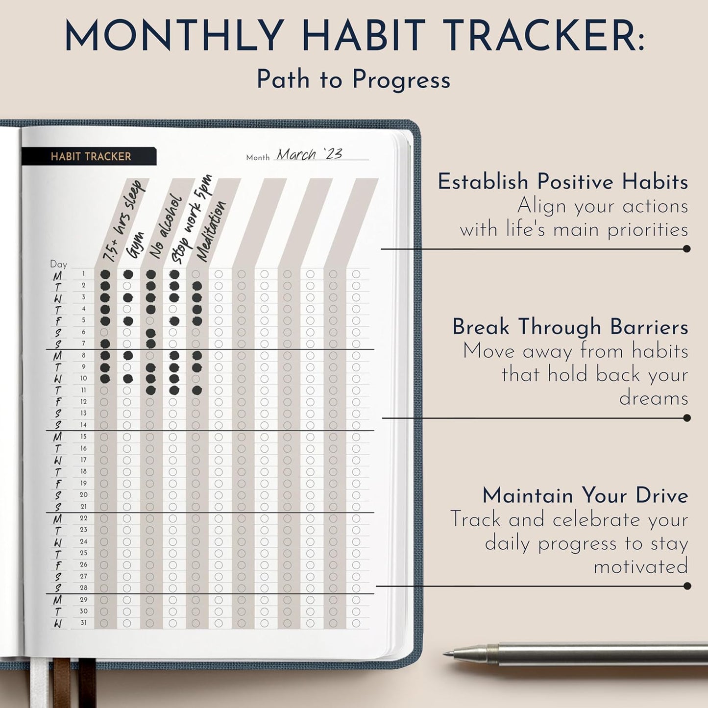 Premium Gratitude Journal for Men – 6 Month Guided Daily Prompts, Habit Tracker – Hardcover, 249 Pages, Lay Flat, 100gsm Paper – Mens Mindfulness Gifts, Mental Health, Self Mastery, Gift Boxed