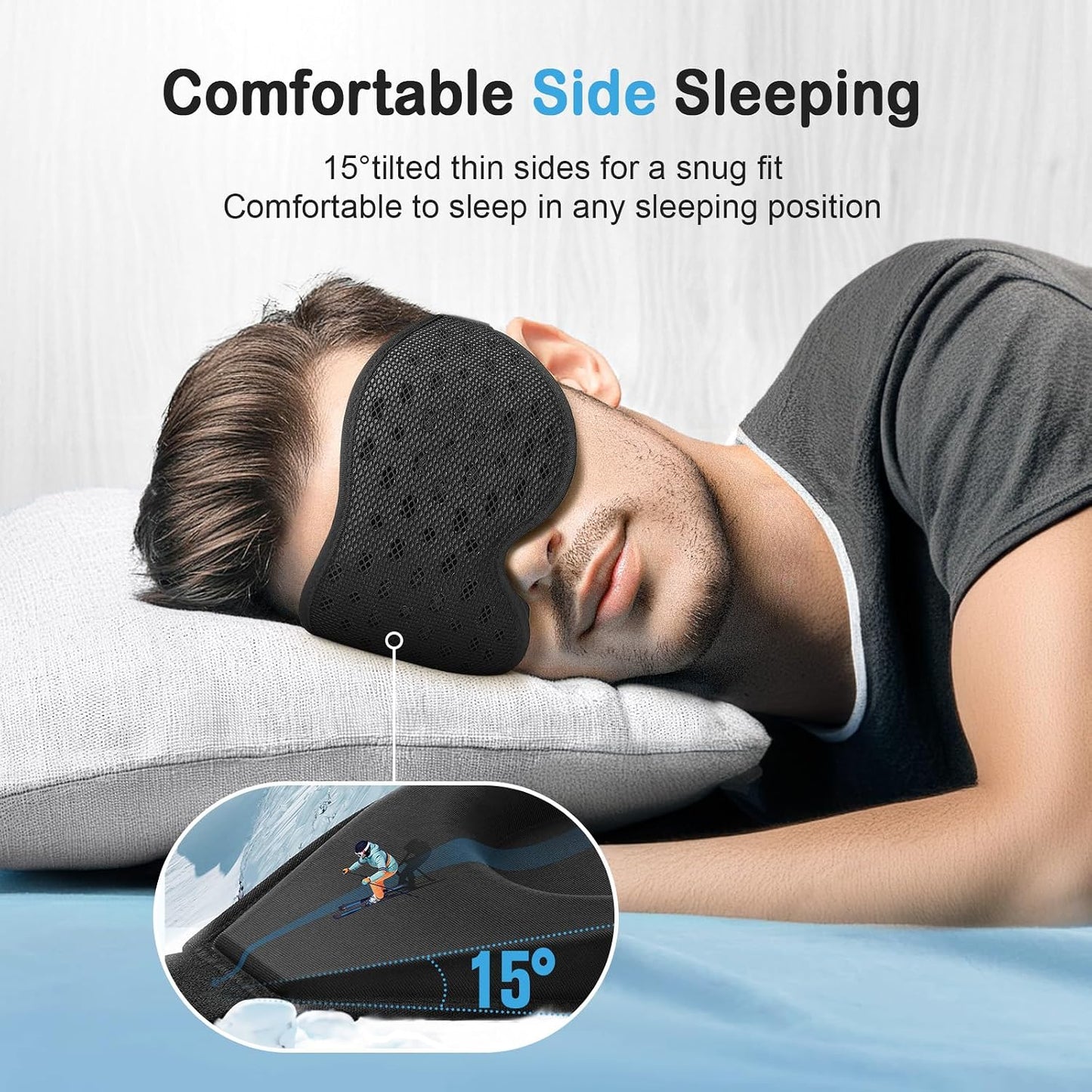 LitBear Breathable Sleep Mask, 3D Eye Mask Sleep for Side Sleepers Women Men