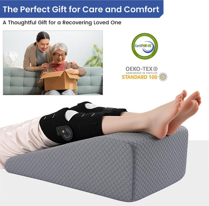 HOMBYS Leg Elevation Pillow for After Surgery, Knee Replacement & Recover, Wedge Pillow for Knee, Hip, Ankle Support, Home Recovery Equipment (Grey, 27in×11.6in×9in)