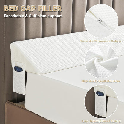 IFNOW Queen Size(60"x6"x10") Bed Wedge Pillow for Headboard, Mattress Gap Filler(0-8"), Bed Wedge for Gap Between Your Headboard and Mattress Dark Grey | High-Density Foam,Fills 0-8"Mattress Gap,Prevents Pillow & Items Falling,Works with Headboard or