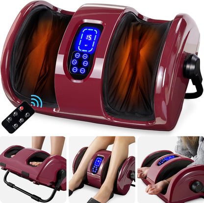 Best Choice Products Shiatsu Foot Massager with Heat for Plantar Fasciitis & Neuropathy, Kneading Foot & Calf Massager with Remote, 360° Adjustable Handle, Rolling & Compression Massage - Navy