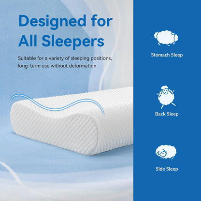 AM AEROMAX Contour Memory Foam Cervical Pillow for Neck Pain Relief, White