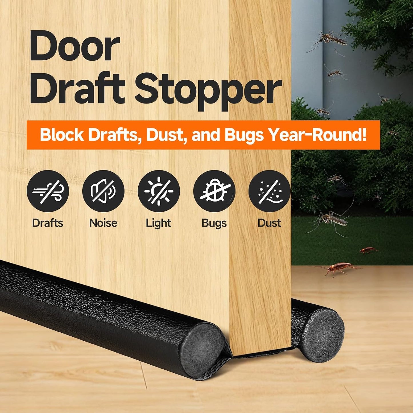 Under Door Draft Stopper, 6 Pack 12.6 Inch Doors Draft Blocker, Flexible and Adjustable Replacement Foam Tubes, Block Noise, Sound and Cold Air Door Seal, Gap Filler for Bottom of Doors, Grey
