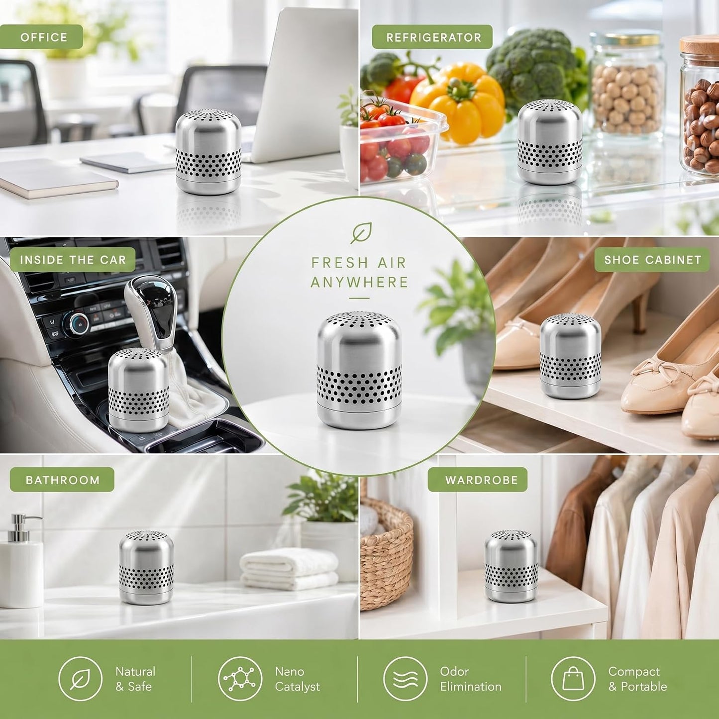 Fridge Deodorizer, Up to 10 Years, Refrigerator Odor Eliminator | More Effective Than Baking Soda and Charcoal Bags; Long-Lasting Odor Control for Cars and Closets; 1 Pack