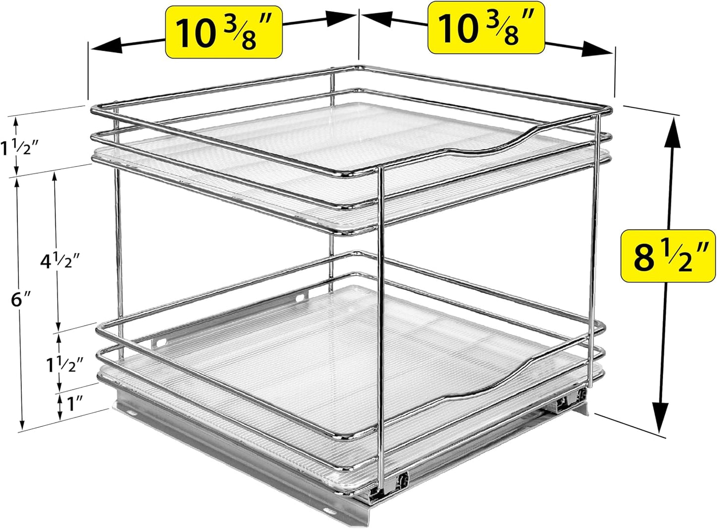 LYNK PROFESSIONAL® Pull Out Spice Organization for Cabinets - 4-3/8 inch Wide – Spice Rack for Inside Cabinets, Slide Out Spice Rack Organizer for cabinet – Pull Out Spice Rack, Sliding 2 Tier Chrome