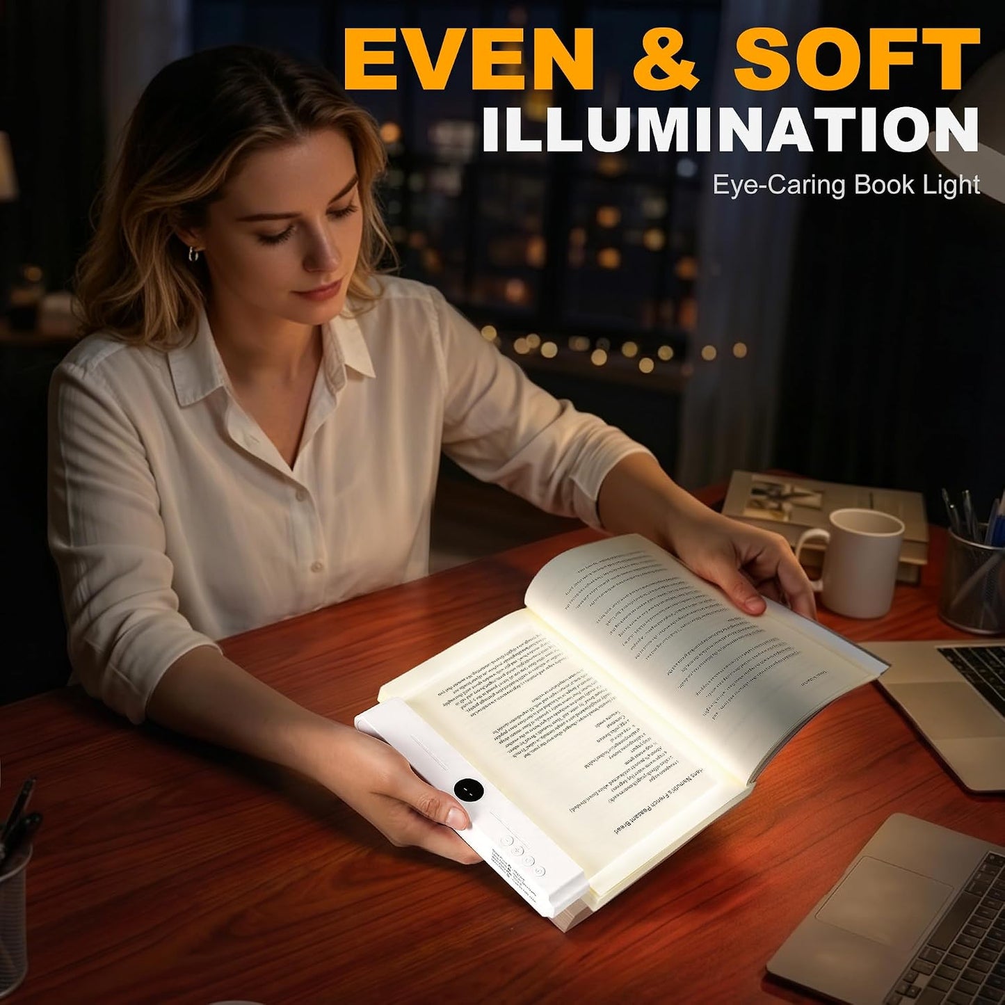 Book Light, Rechargeable Flat Reading Light with Timer for Reading at Night | 2 in 1 Book Light and Night Light, 3 Color Temperatures, Stepless Dimming, USB Rechargeable for Reading in Bed