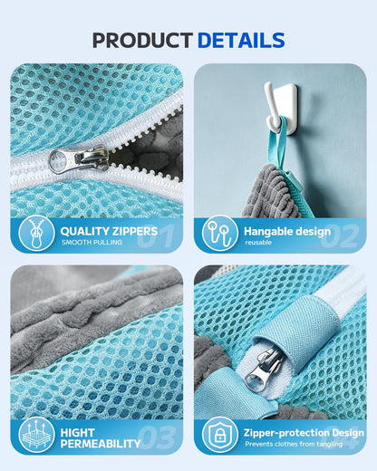 Shoe Washing Bag, Laundry Shoe Bag for Washer and Dryer, Sneaker Cleaning Protection Bag for Tennis, Casual, Athletic Shoes, with Mesh Pocket for Insoles, Self-Locking Zipper (Grey 2pcs)