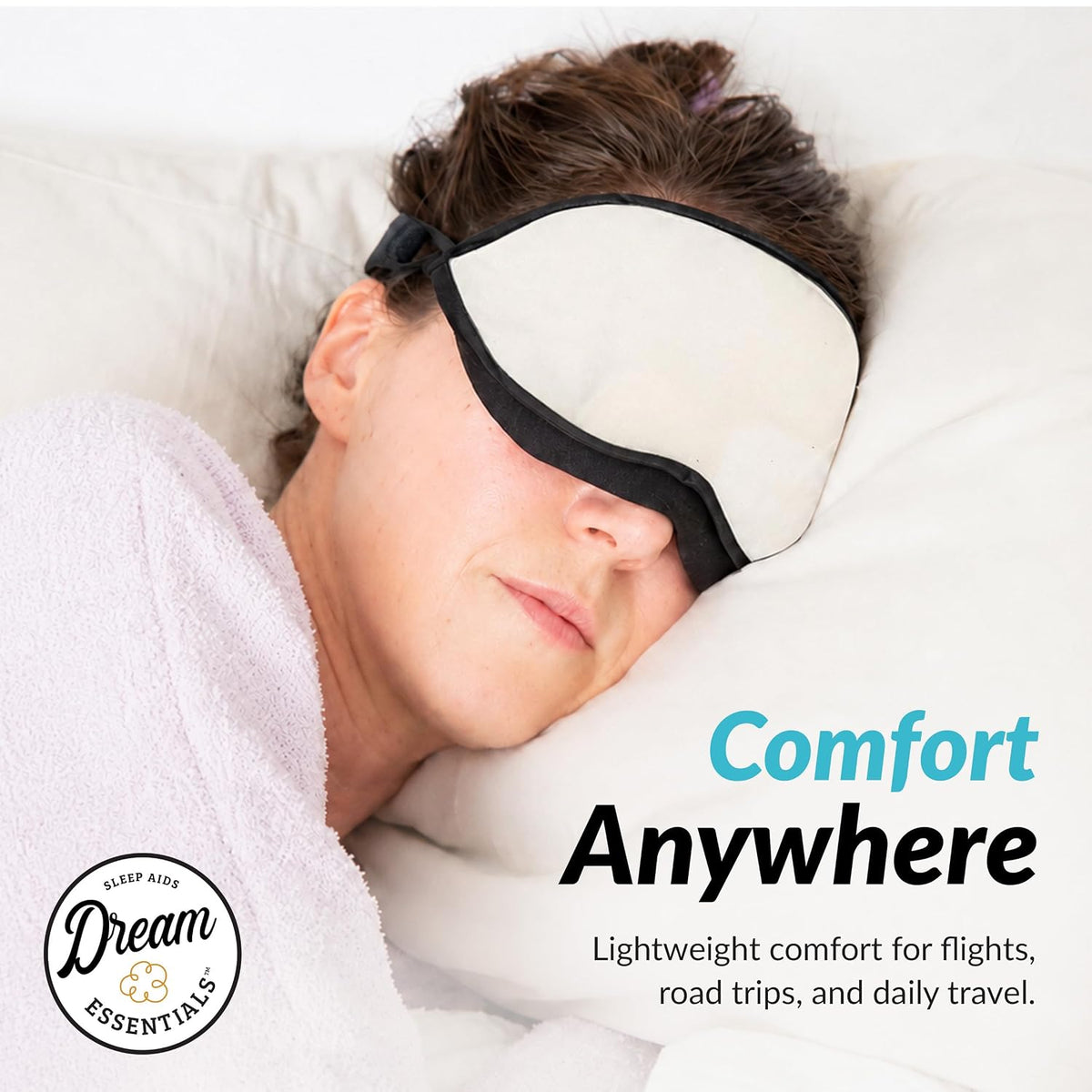 Dream Essentials Natura Organic Cotton Sleep Mask | Twilight Blue | Eye Mask for Sleeping, Light Blocking Soft Sleep Eye Cover with Eco Wool Padding | Made in USA Travel Accessories
