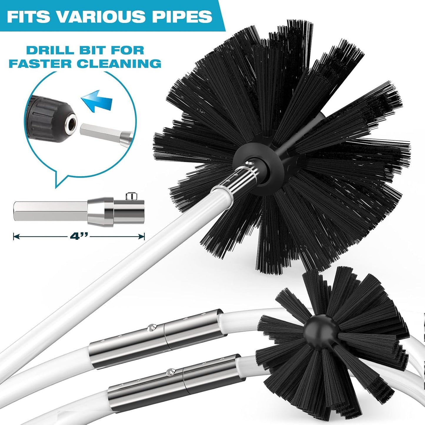 Sealegend 40Ft Dryer Vent Cleaner Kit Flexible Lint Remover | Upgraded Quick-Snap Brush with Drill Attachment for Easy to Use, Deep Clean, Lint Removal, Easy DIY Assembly, Home Essential