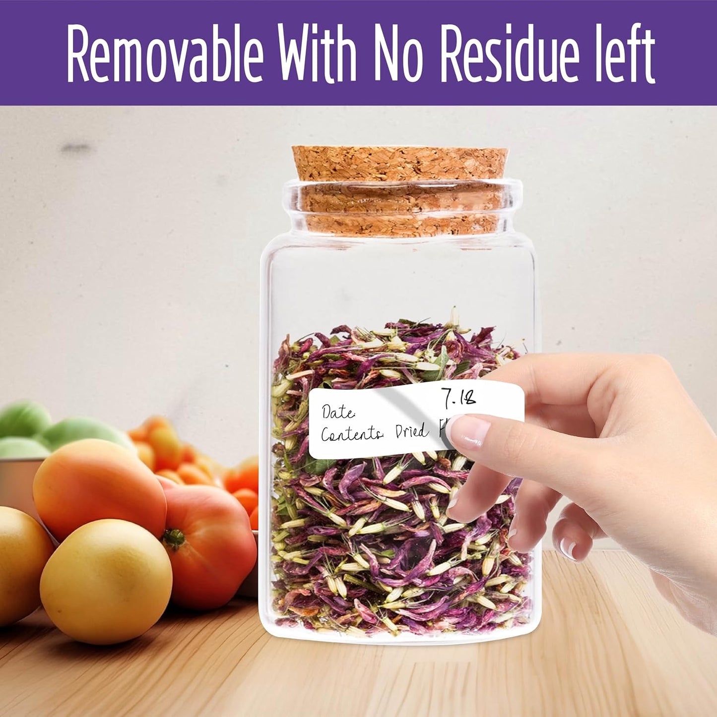 1000 Removable Food Labels, Water/Oil/Tear Resistant Blank Stickers with Perforation Line for Food Containers, Freezer, Fridge, Jars, Pantry, Organization (1” x 2”)