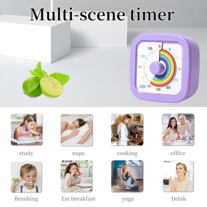 Kids Visual Timer Cute Rainbow - 60 Minute Countdown Timer Time Management for Kids and Adults, Timer for Cooking Classroom Meeting (Blue)