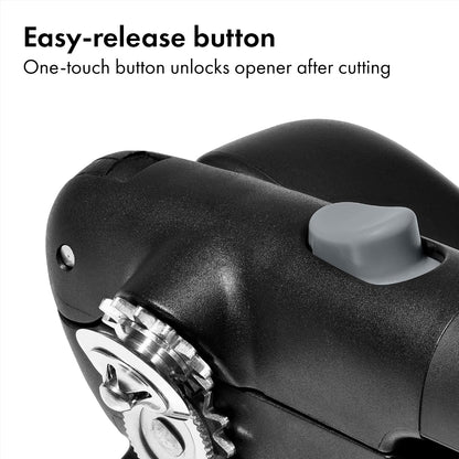 OXO Good Grips Lock & Go Can Opener, Manual Can Opener with Locking Arms and Easy-Release Button, Handheld Kitchen Gadget, Compact Kitchen Utensil for Everyday Use