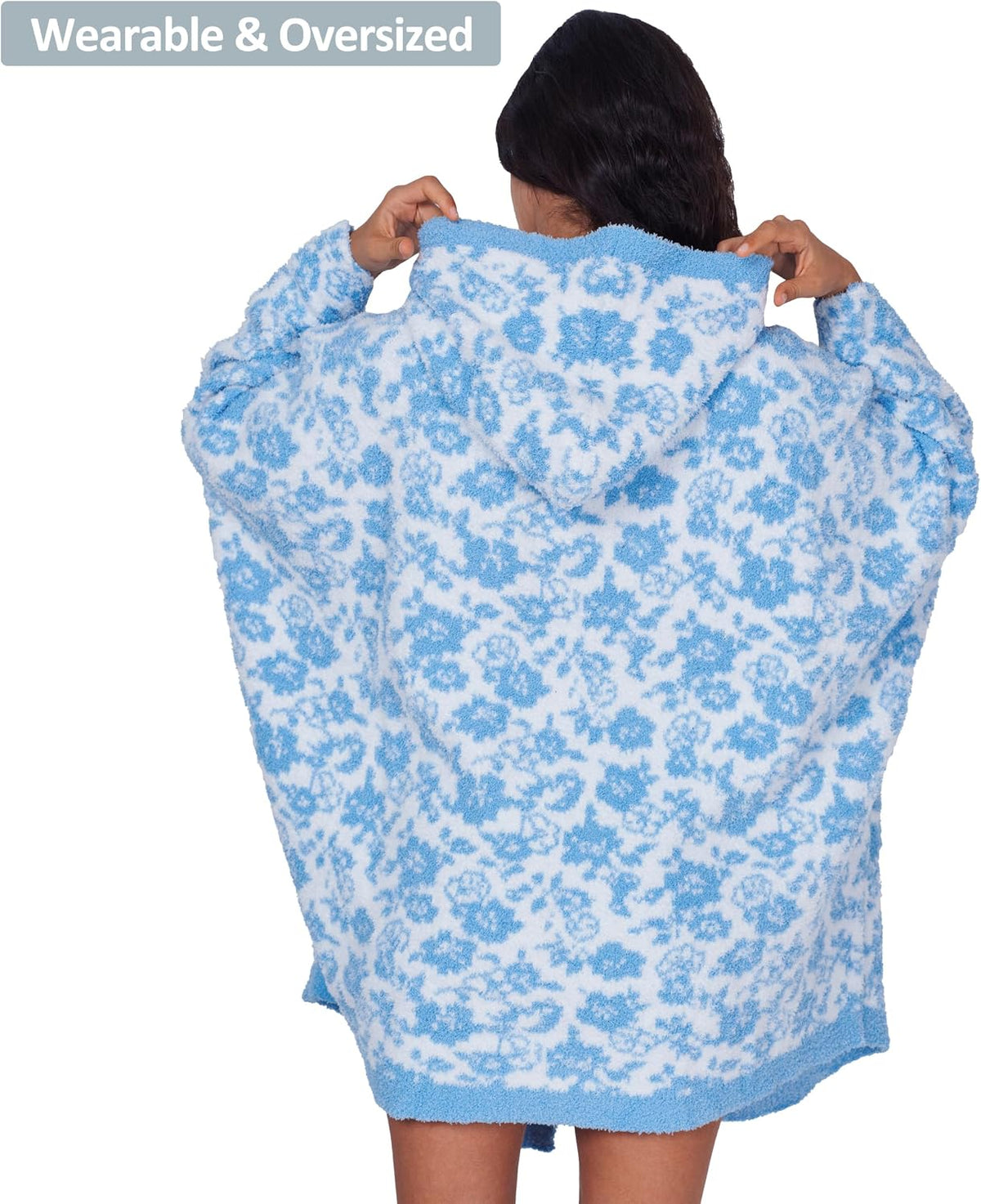 WDCOZY Wearable Blanket Hoodie Poncho Throw Comfy Soft Warm Cape Shawl Cozy Cloak Wrap Hooded with Sleeves For Women Adults