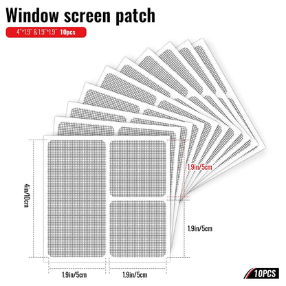 Matenf Window Screen Repair Patches, 4" x 4", 10 PCS, Black | 3-Layer Sticky Mesh Patches, Invisible Budget-Friendly, Tool-Free Waterproof Fix for Screen Tears, Holes and Pet Scratches