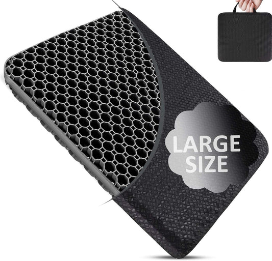 Thicken 19.7in Seat Cushion, Gel Seat Cushion for Long Sitting–Office Chair, Wheelchair, Car Pad, Large Cooling Support Pad for Back Pain, Sciatica, Tailbone Pain Relief