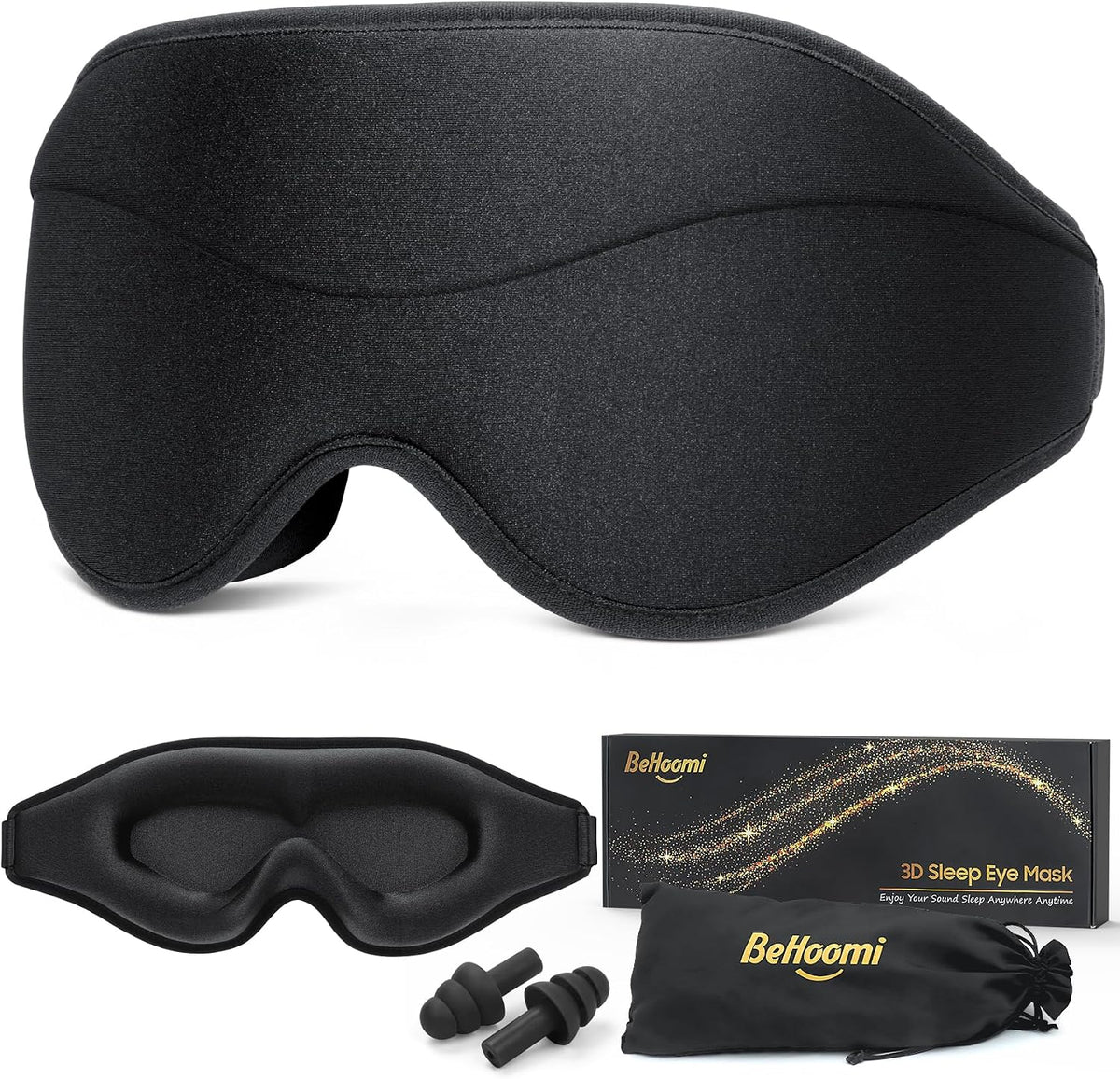BeHoomi Sleep Mask, Premium Eye Mask for Sleeping, Total Blackout, Super Soft Comfort, Adjustable Fit, Upgraded 3D Ergonomic Designed Sleeping Mask for Home, Office, Travel, Meditation, Yoga, Pink