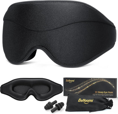 BeHoomi Sleep Mask, Premium Eye Mask for Sleeping, Total Blackout, Super Soft Comfort, Adjustable Fit, Upgraded 3D Ergonomic Designed Sleeping Mask for Home, Office, Travel, Meditation, Yoga, Pink