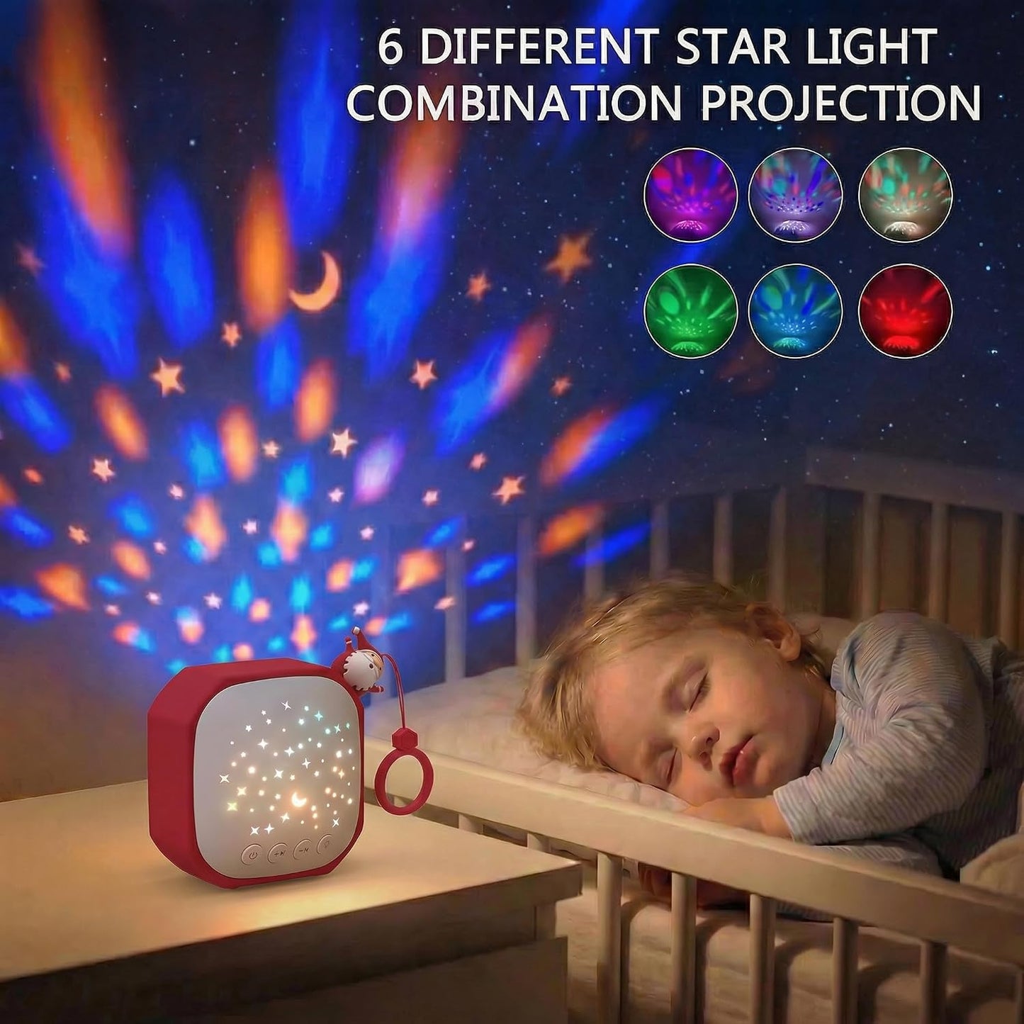 White Noise Sound Machine Baby with Star Projector | Portable Sleep Aid Lullaby Music for Baby Sleeping | Soothing Sound Machine for Nursery, Car Travel, Bedroom Crib, Kids Gifts (Puppy)