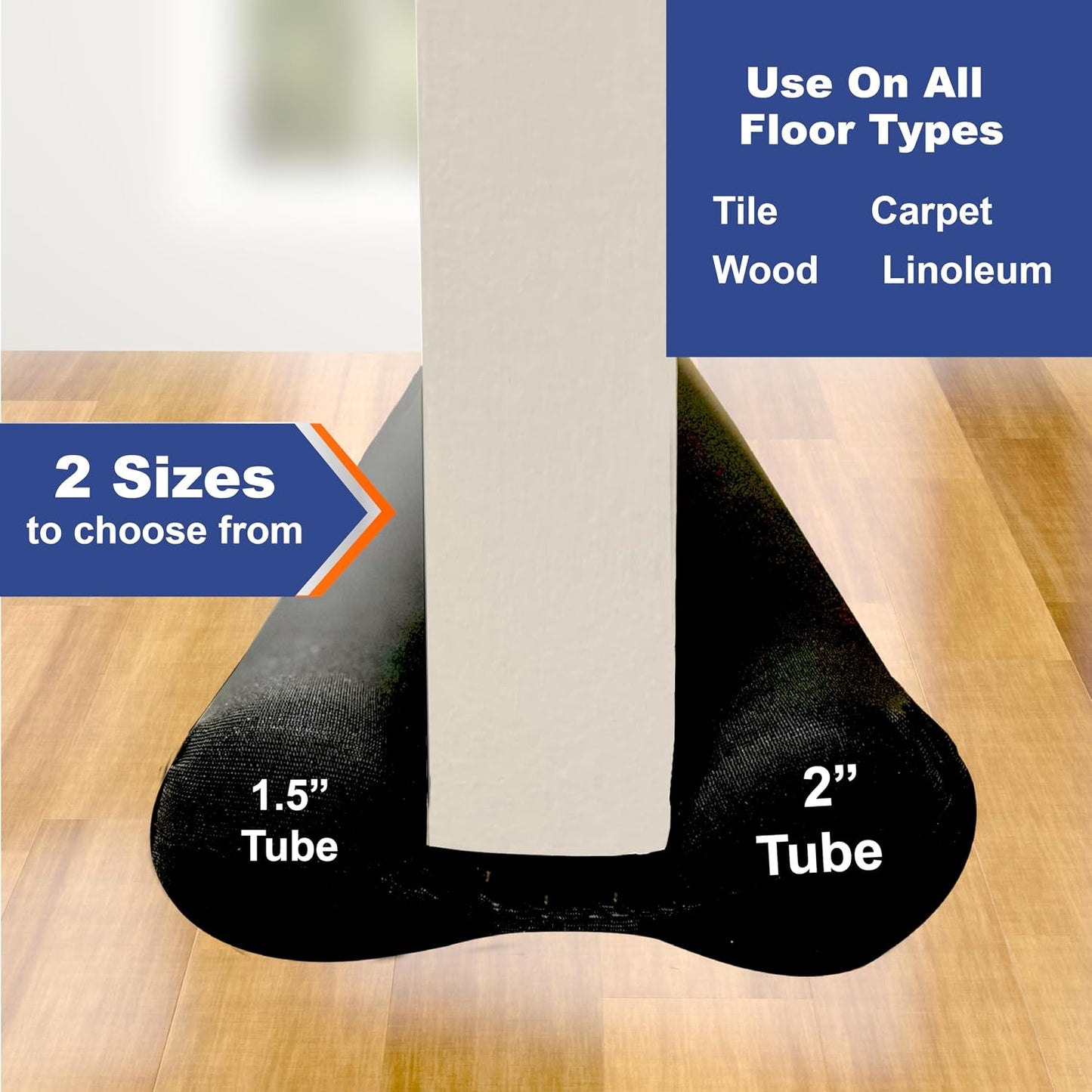 Twin Draft Guard Hug N Fit, Original Dual Draft Stopper Instantly Blocks Air from Entering, Water Repellent, Fits 28”-36” Length with 1.5” Energy Saver Tube