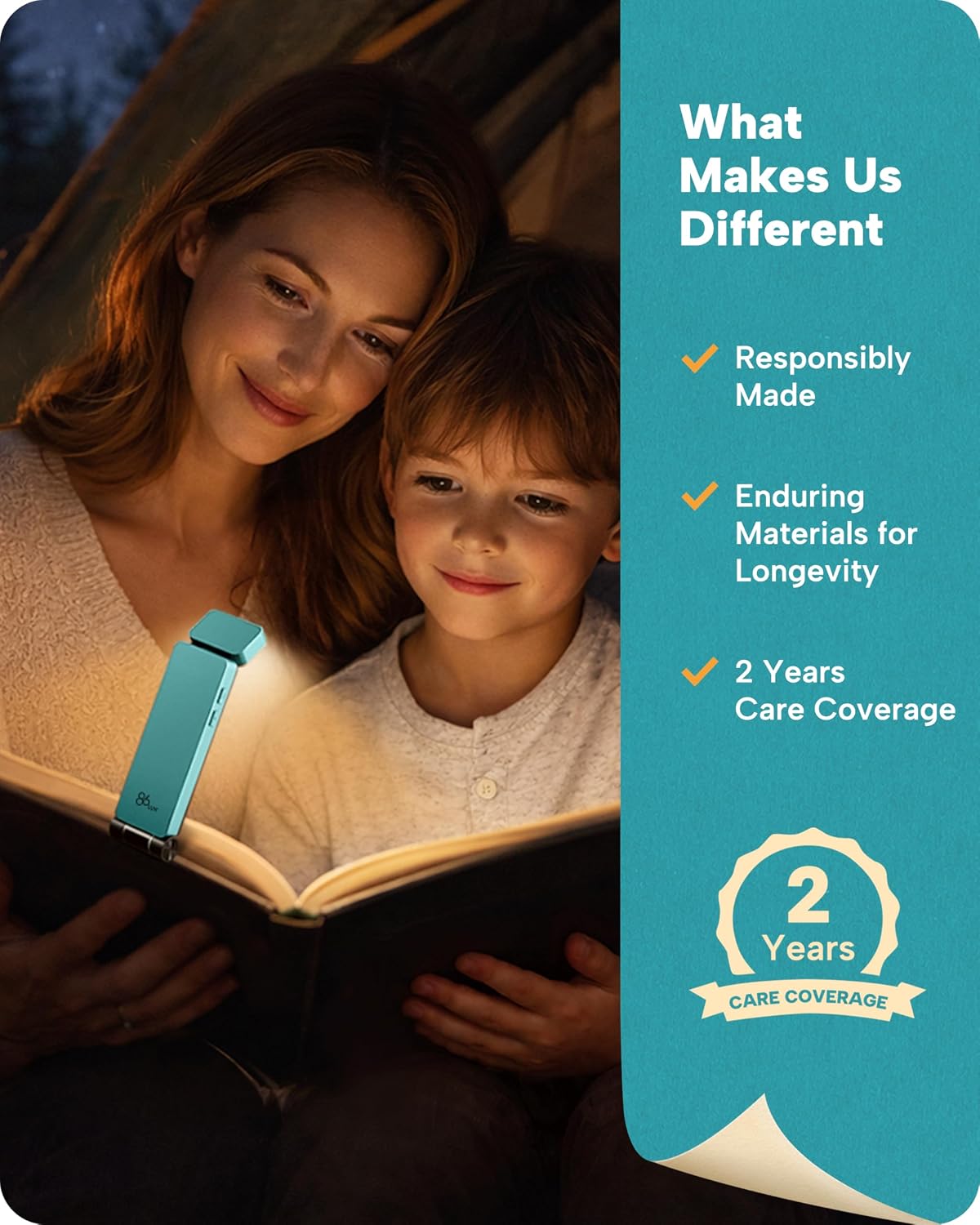 86lux Book Light, Rechargeable Clip-On LED Reading Light for Bed | 3 Color Temperatures with Stepless Dimming, Ultralight Bookmark Design for Book Lovers, Grey