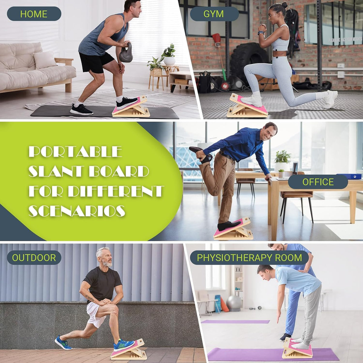 Slant Board Calf Stretching, 300 LBS Capacity Portable Wooden Incline Board