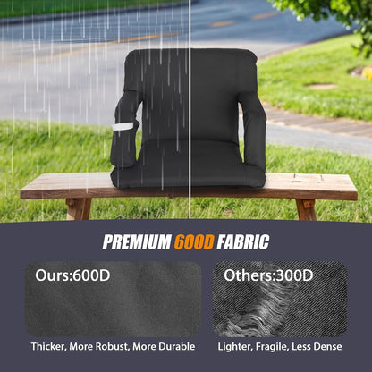20.5"/25" Wide Stadium Seat for Bleachers w/Back Support Padded Cushion Portable Reclining Bleacher Seats Camping Stadium Chair Waterproof