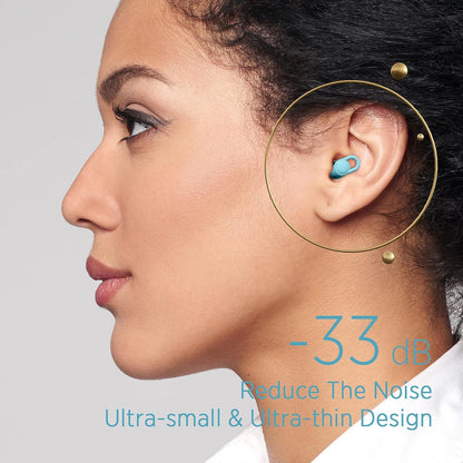 Silicone Ear Plugs for Noise Reduction - Reusable Soft Comfortable Earplugs for Sleeping,Noise Sensitivity & Flights -16 Ear Tips in XS/S/M/L, with 2 Travel Boxes - 33dB Noise Cancelling (Olive Green)