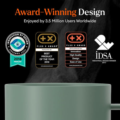 Ember Temperature Control 14oz Smart Mug 2, App-Controlled and Rechargeable Heated Coffee Cup Warmer with Intelligent LED Display, Sage Green.