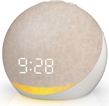 Sound Machine Alarm Clock for Bedroom: 25 Natural Sleep Sounds | White Noise Machine for Adults Kids Baby - Gentle Wake Up Alarm with Bluetooth Speaker - Putty