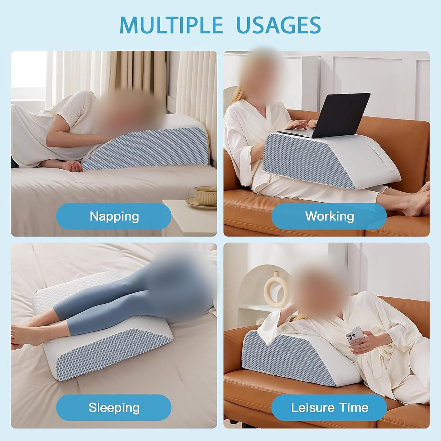 Zutan, Leg Wedge Elevation Pillow for Blood Circulation | Relieved & Recovers Foot and Ankle Injuries | Pillows for Swelling | Multi-Purpose | 8”x16”x23”, White