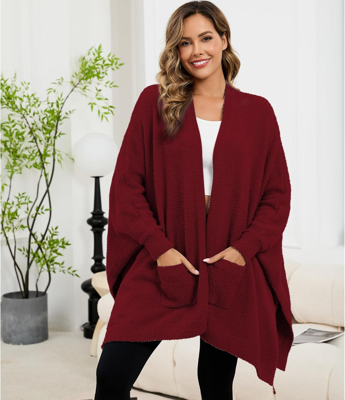 Wearable Blanket Sherpa Poncho Unique Office Work Warm Cozy Shawl TV Throw Blankets, Plush Cape Wrap for Adults