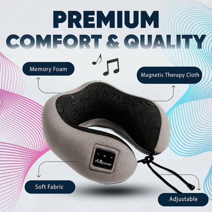Bluetooth Music Semicircular Neck Pillow Wireless Bluetooth Speaker Suitable Airplane,Bus,Train,Car,Office,and Outdoor Camping for Sleeping, Resting The Best Travel Essentials. (Black)