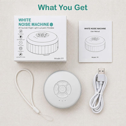 White Noise Sound Machine with Night Light for Sleep Adults Baby | Portable Sound Machine for Travel Office Home Yoga Meditation 26 Soothing Sounds 3 Timers Memory Function Blue