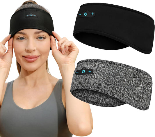 2-Pack Sleeping Headphones,18 Hour Playtime,Adjustable Bluetooth Headband，Ideal for Running, Workouts, Insomnia Sufferers, Travel, and Meditation