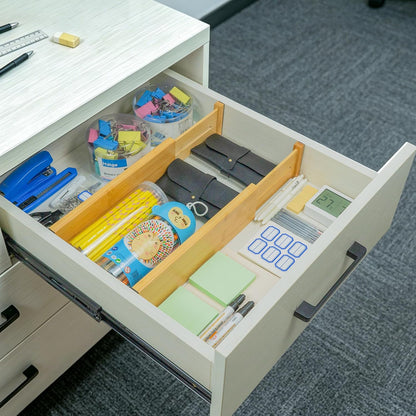 Utoplike 4 Pcs Bamboo Kitchen Drawer Dividers, Large Drawers Organizers | Adjustable Spring Loaded Expandable Organization, Works in Dresser, Bathroom, Bedroom, Office, Fit 17.8"-20.6" Drawer, 2.4"H