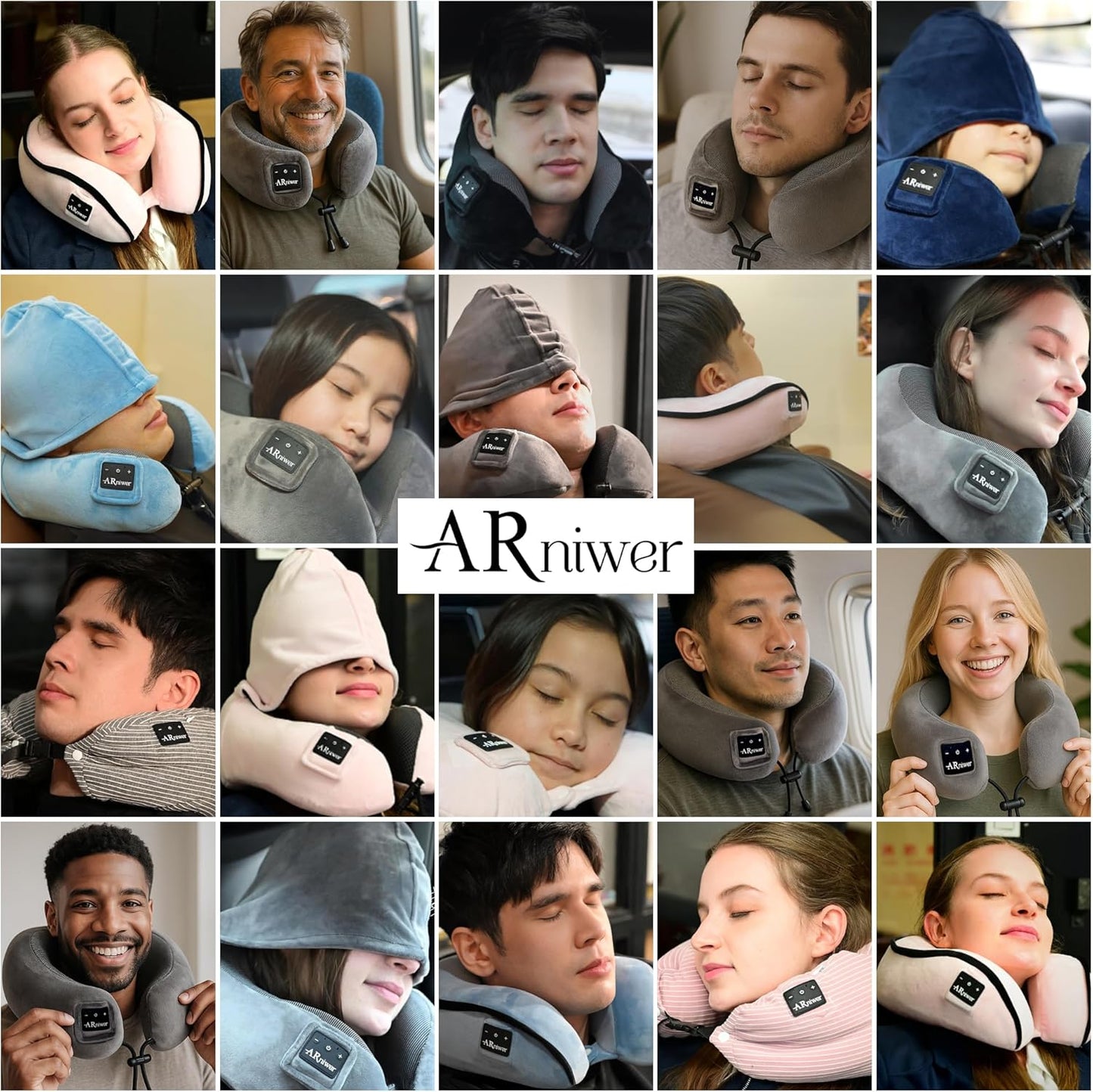 Bluetooth Music Semicircular Neck Pillow Wireless Bluetooth Speaker Suitable Airplane,Bus,Train,Car,Office,and Outdoor Camping for Sleeping, Resting The Best Travel Essentials. (Black)