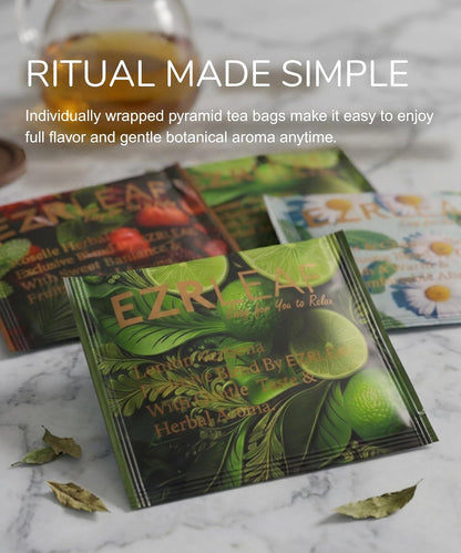 EZR LEAF Pura Herbal Tea Sampler - 22ct Caffeine-Free Tea Variety Gift Set