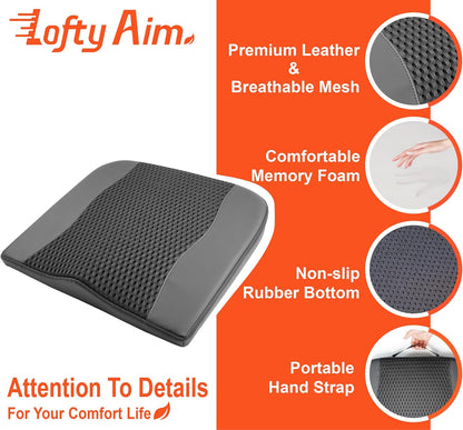 Lofty Aim Car Seat Cushion, Memory Foam Car Seat Cushions for Long Driving | Comfy Car Seat Pillow for Pain Relief, Driver Seat Cushion Adds Height, Butt Cushion for Car, Truck, Office Chair, Black